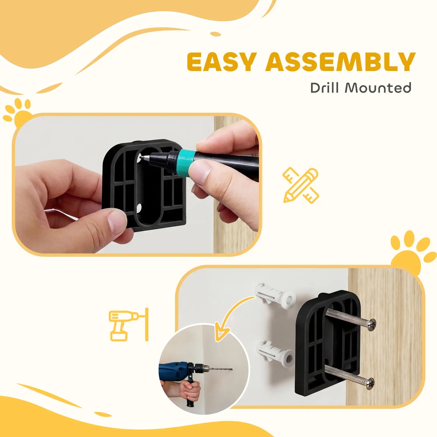 29"-44" Wide Pet Gate, 29" H, Auto-Close, Wall-Mounted Pet Gates at Gallery Canada