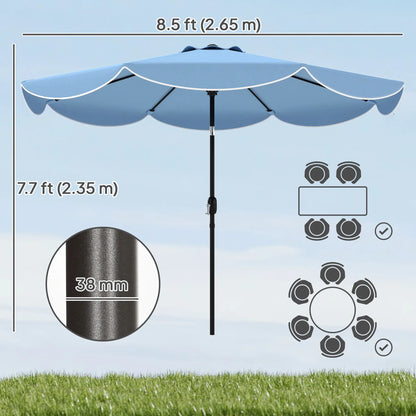 9' x 9' Round Market Umbrella, Tilt Crank, Patio Garden Poolside, Sky Blue Sun Umbrellas at Gallery Canada