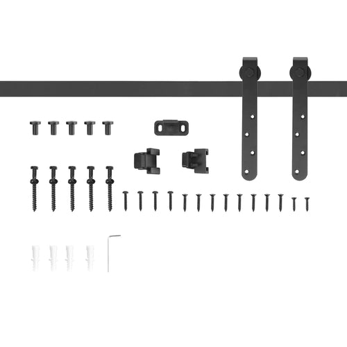 6FT Antique Sliding Barn Door Hardware Kit, Single Door, Coffee