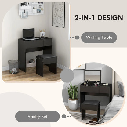 Modern Vanity Set with Flip Top Mirror, Cushioned Stool, Black Dressing & Vanity Tables at Gallery Canada