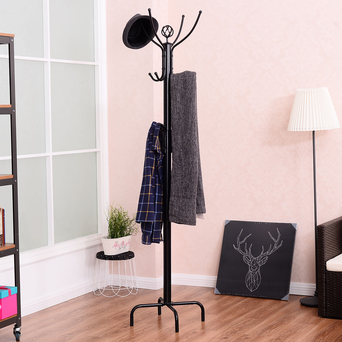 Metal Coat Rack with 12 Hooks, Black Coat Racks & Hall Trees at Gallery Canada