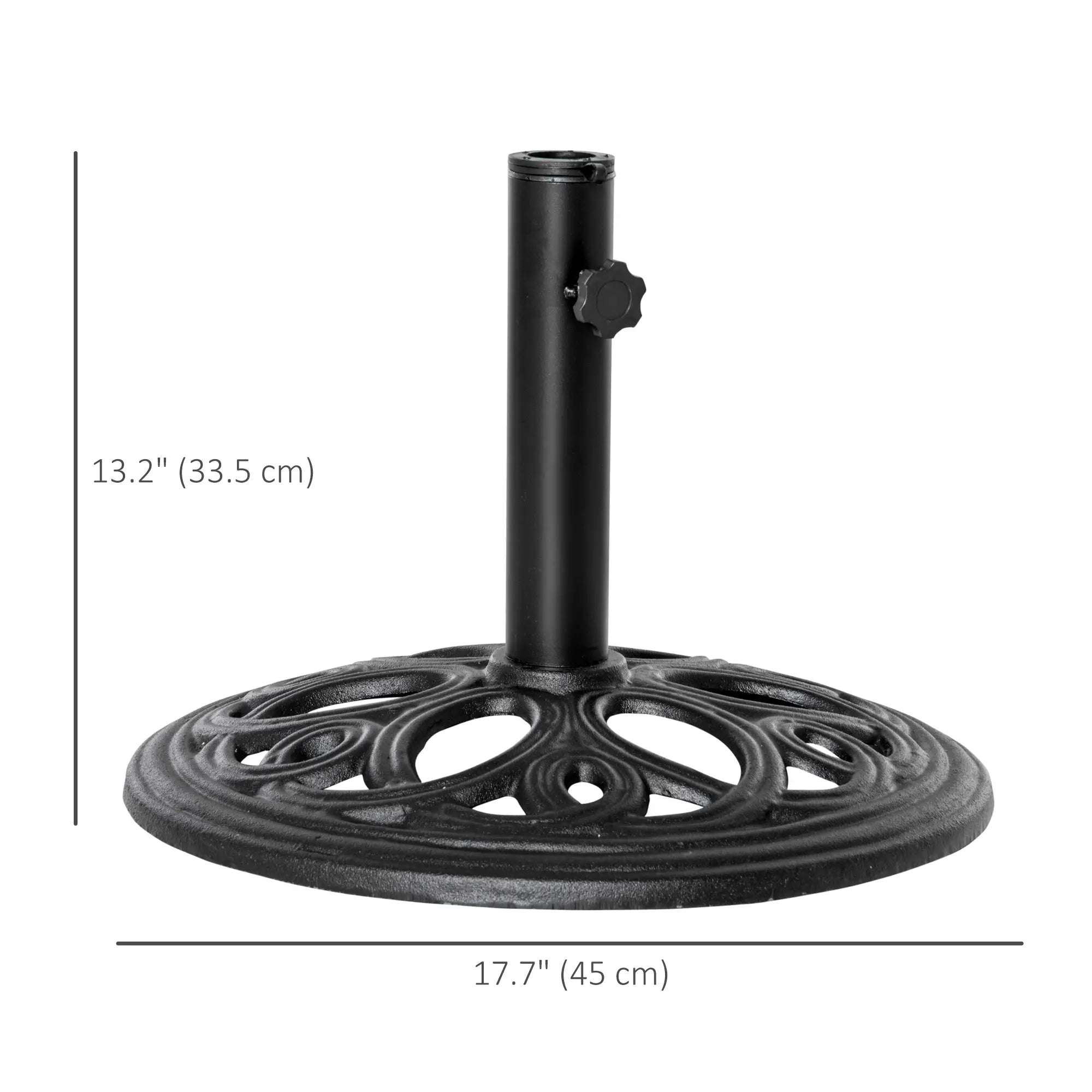Round Cast Iron Umbrella Base Stand, Outdoor Patio Garden, Fits 1.5