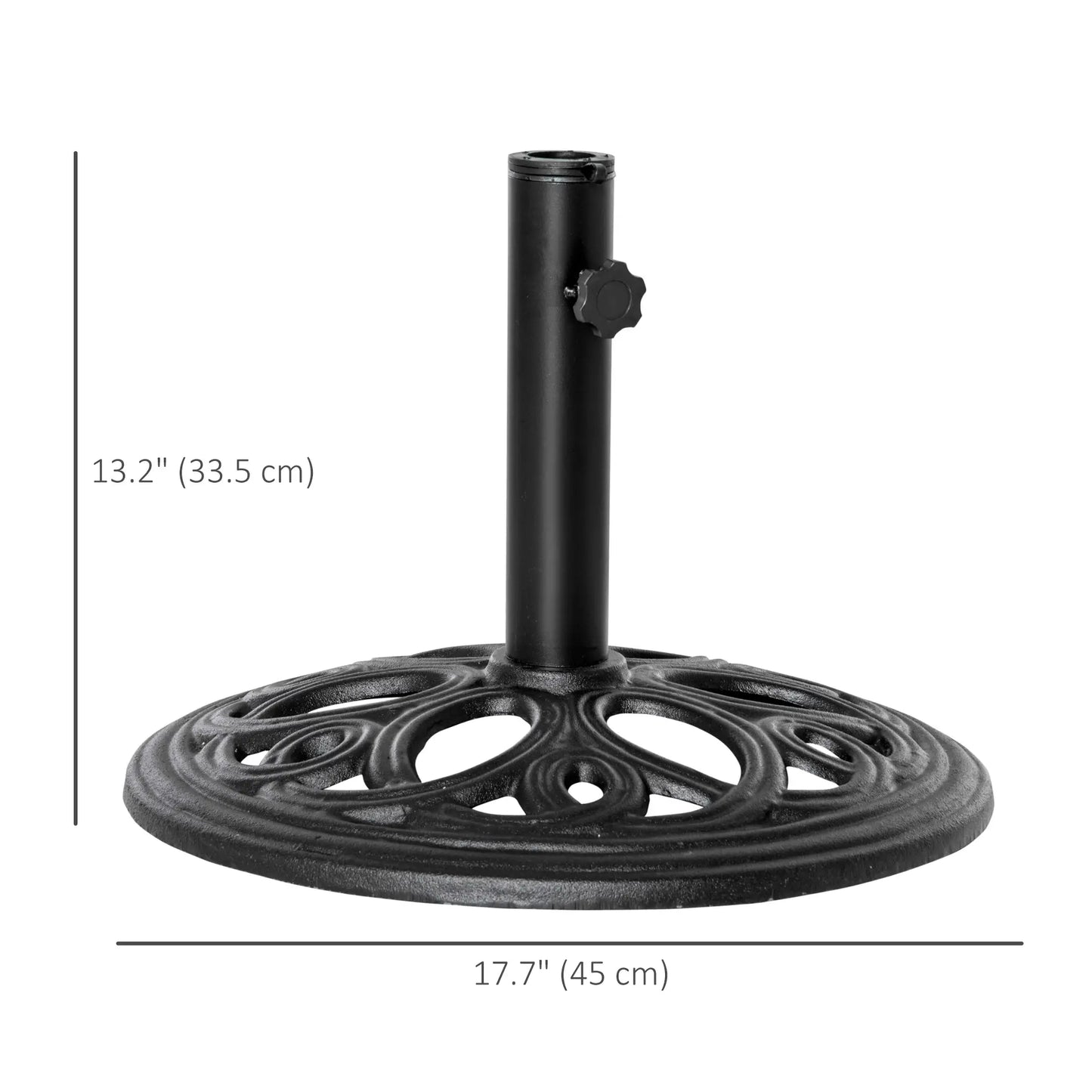 Round Cast Iron Umbrella Base Stand, Outdoor Patio Garden, Fits 1.5" Pole, Black Umbrella Bases at Gallery Canada