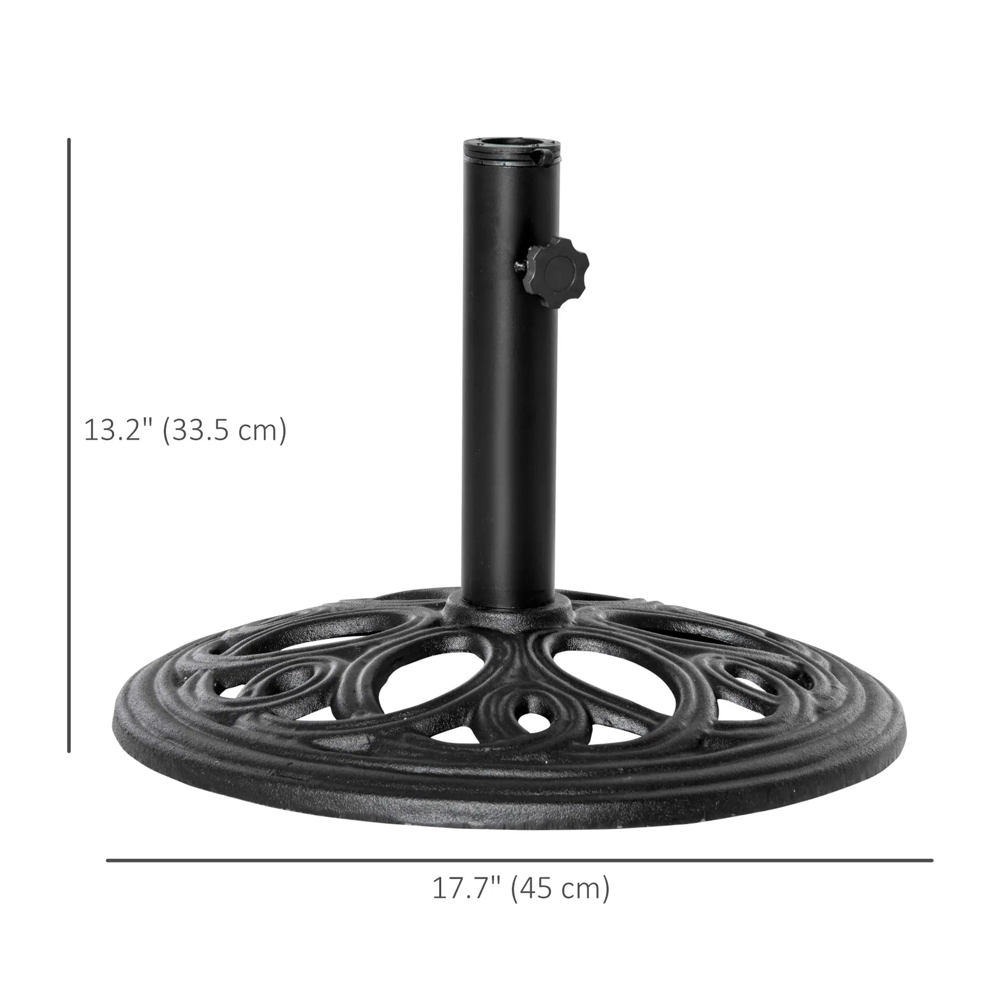 Round Cast Iron Umbrella Base Stand, Outdoor Patio Garden, Fits 1.5" Pole, Black Umbrella Bases at Gallery Canada
