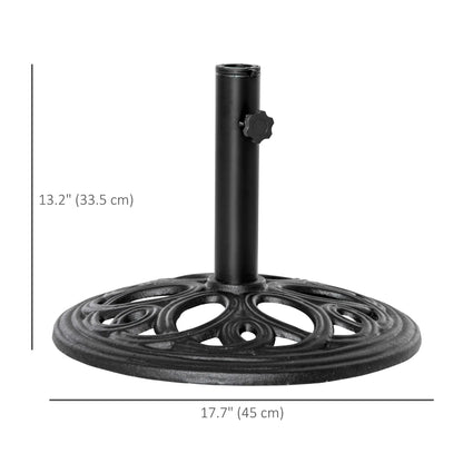 Round Cast Iron Umbrella Base Stand, Outdoor Patio Garden, Fits 1.5" Pole, Black Umbrella Bases at Gallery Canada