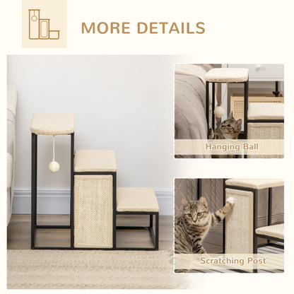 20 3-Step Cat Stairs, Carpeted Ladder Ramp, Scratching Board, Cream White Dog Stairs at Gallery Canada