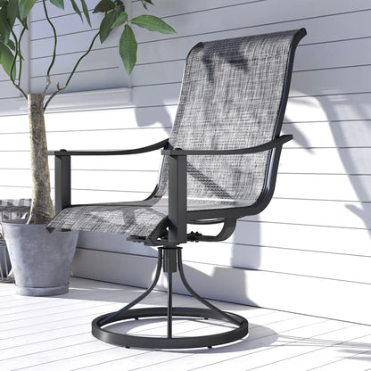 2 Rocking Swivel Patio Chairs, Mesh Outdoor Dining, High Back, Mixed Grey, Grey Bistro Sets at Gallery Canada