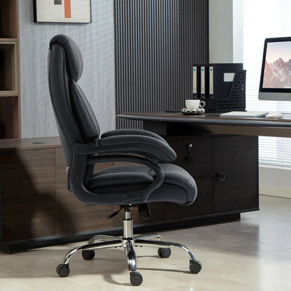 Office Chair with Spring Padding, PU Leather, High Back, Black Executive & Manager Chairs at Gallery Canada
