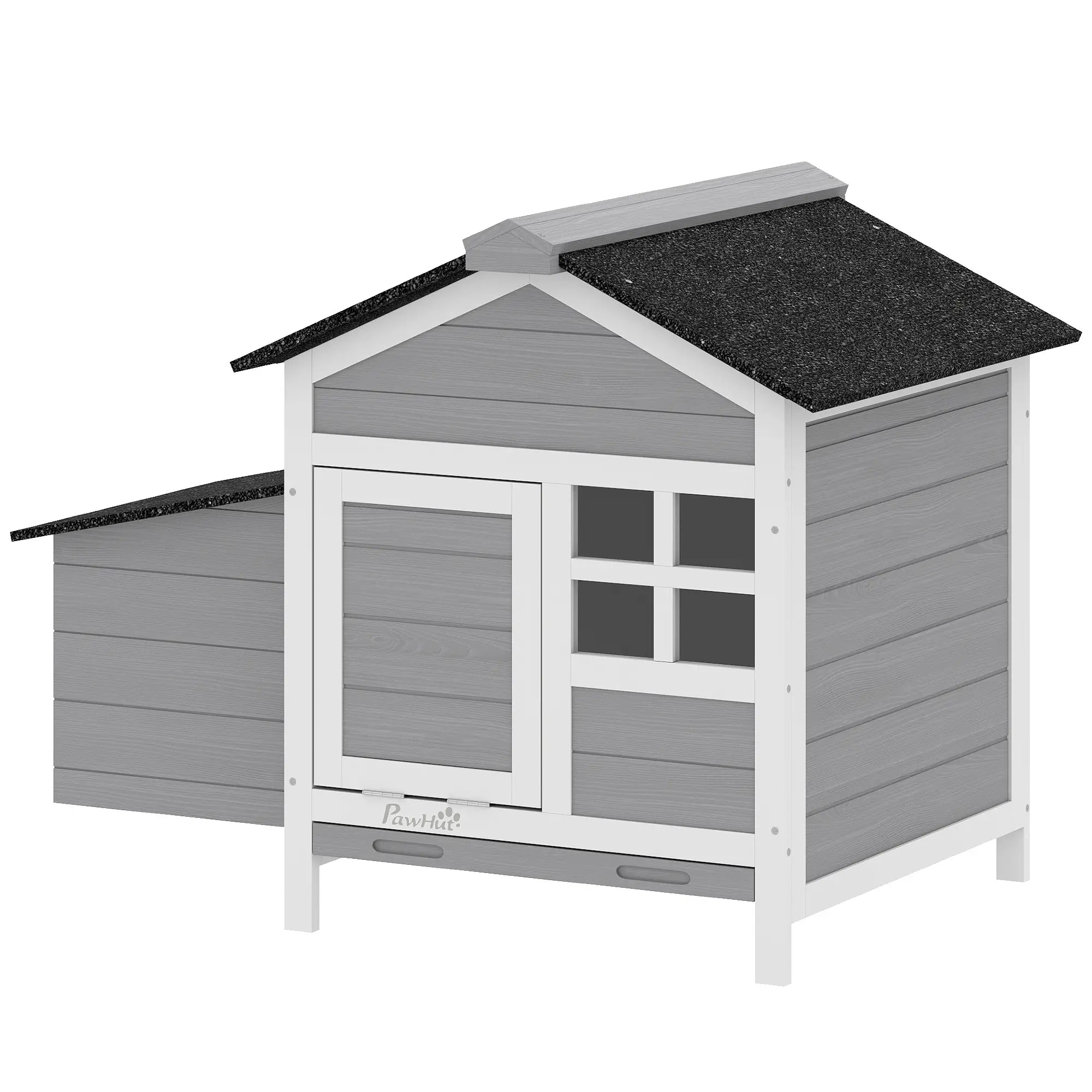 Wooden Chicken Coop With Nesting Box, Pull-Out Metal Tray, 36