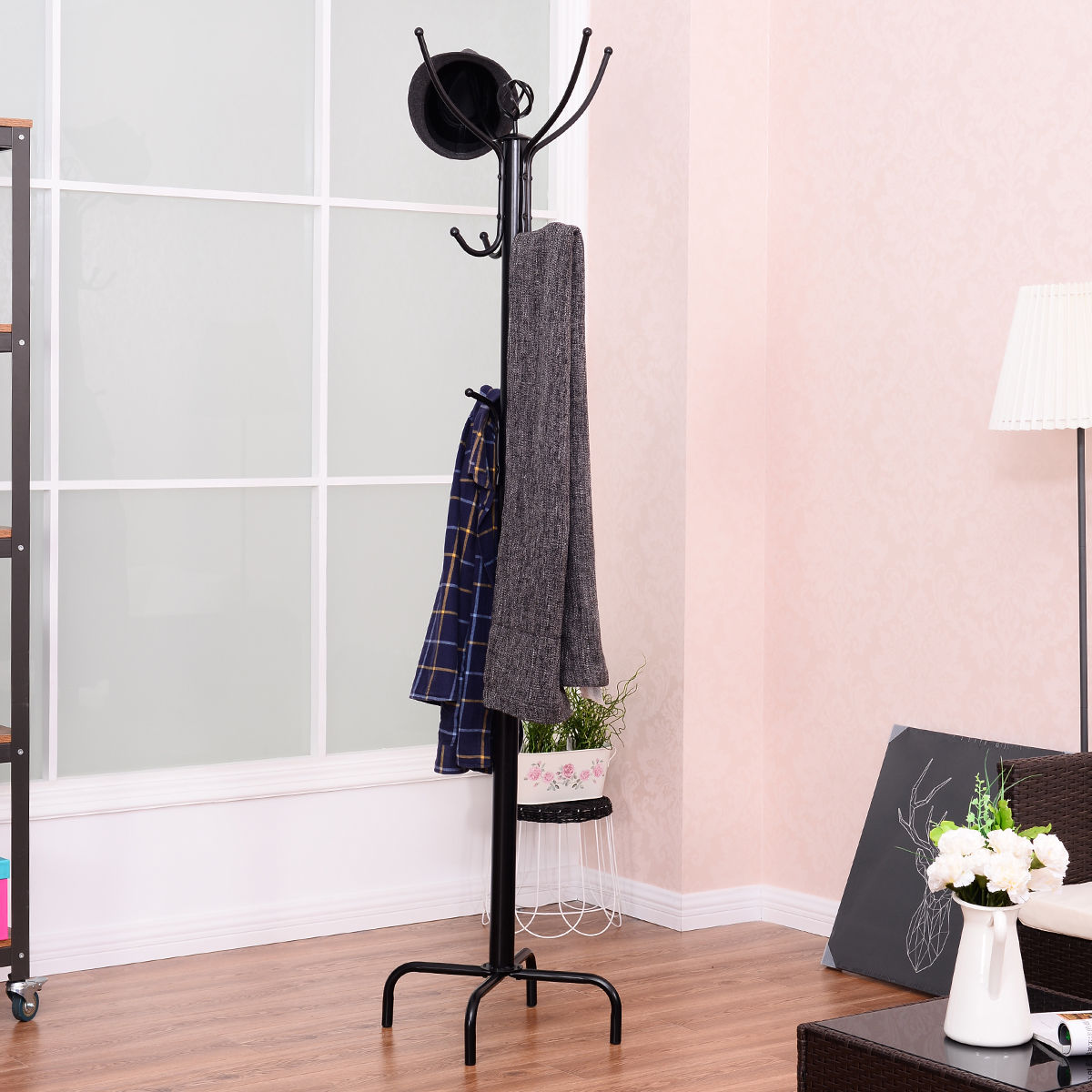Metal Coat Rack with 12 Hooks, Black Coat Racks & Hall Trees at Gallery Canada