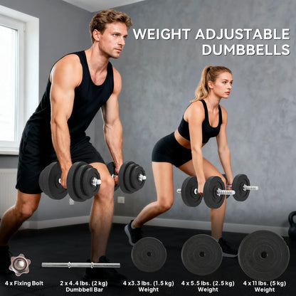 Adjustable 2 x 44lbs Dumbbell Set, Fitness Training, Black Dumbbells & Barbells at Gallery Canada