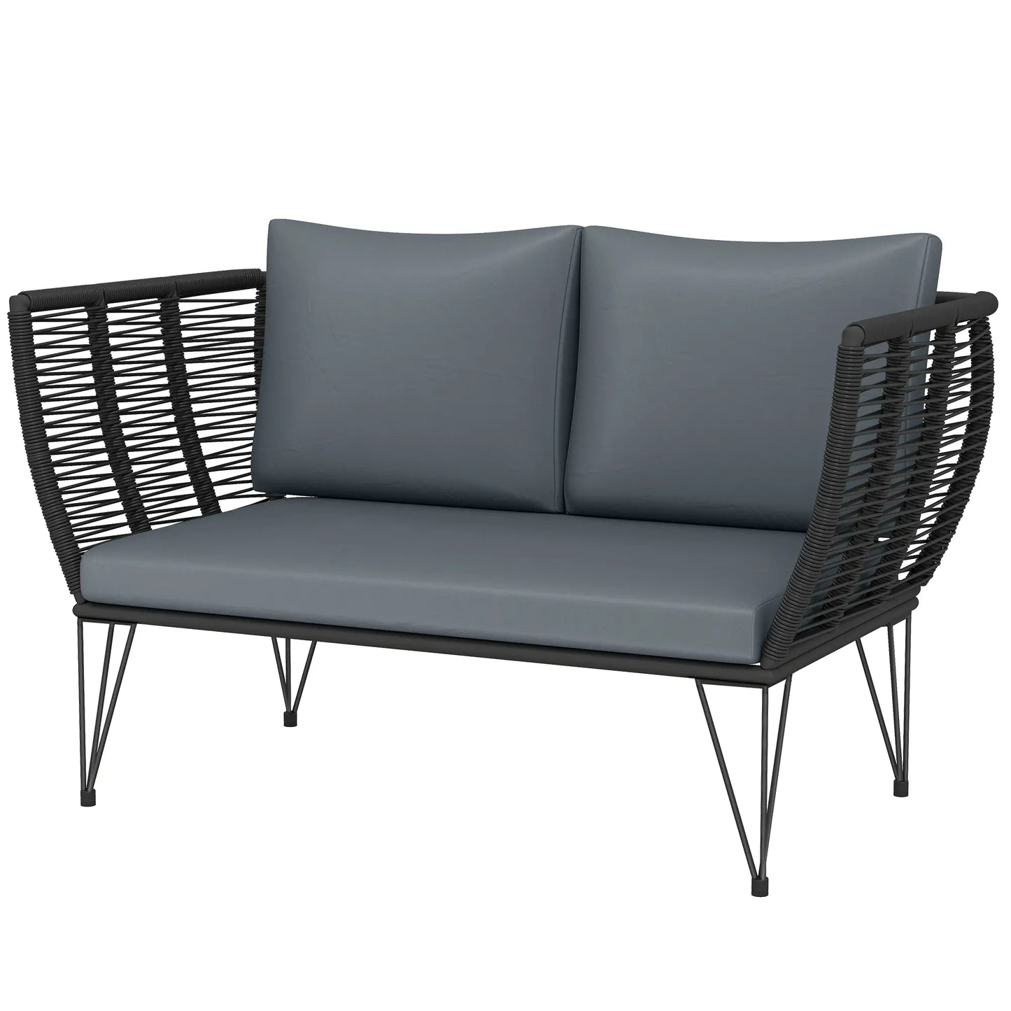 Outdoor Patio Sofa, 2 Seater Loveseat With Cushions, Light Grey Patio Furniture Sets Deep Grey, Light Grey at Gallery Canada