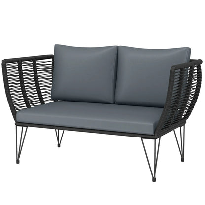Outdoor Patio Sofa, 2 Seater Loveseat With Cushions, Light Grey Patio Furniture Sets Deep Grey, Light Grey at Gallery Canada