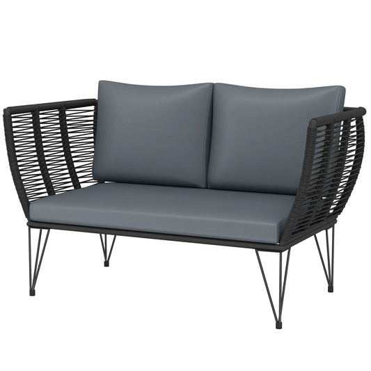 Outdoor Patio Sofa, 2 Seater Loveseat With Cushions, Light Grey Patio Furniture Sets Deep Grey, Light Grey at Gallery Canada