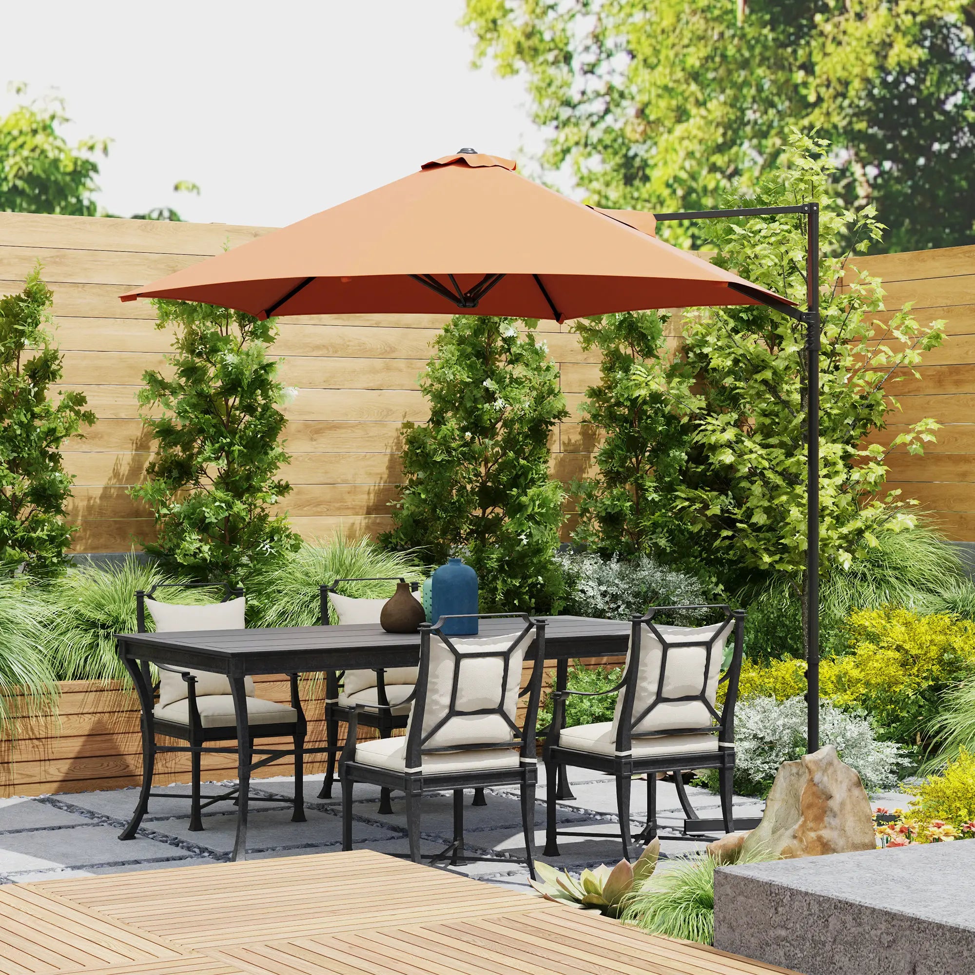 8.5FT Offset Patio Umbrella, 360° Rotation, Orange Offset Cantilever Umbrellas at Gallery Canada