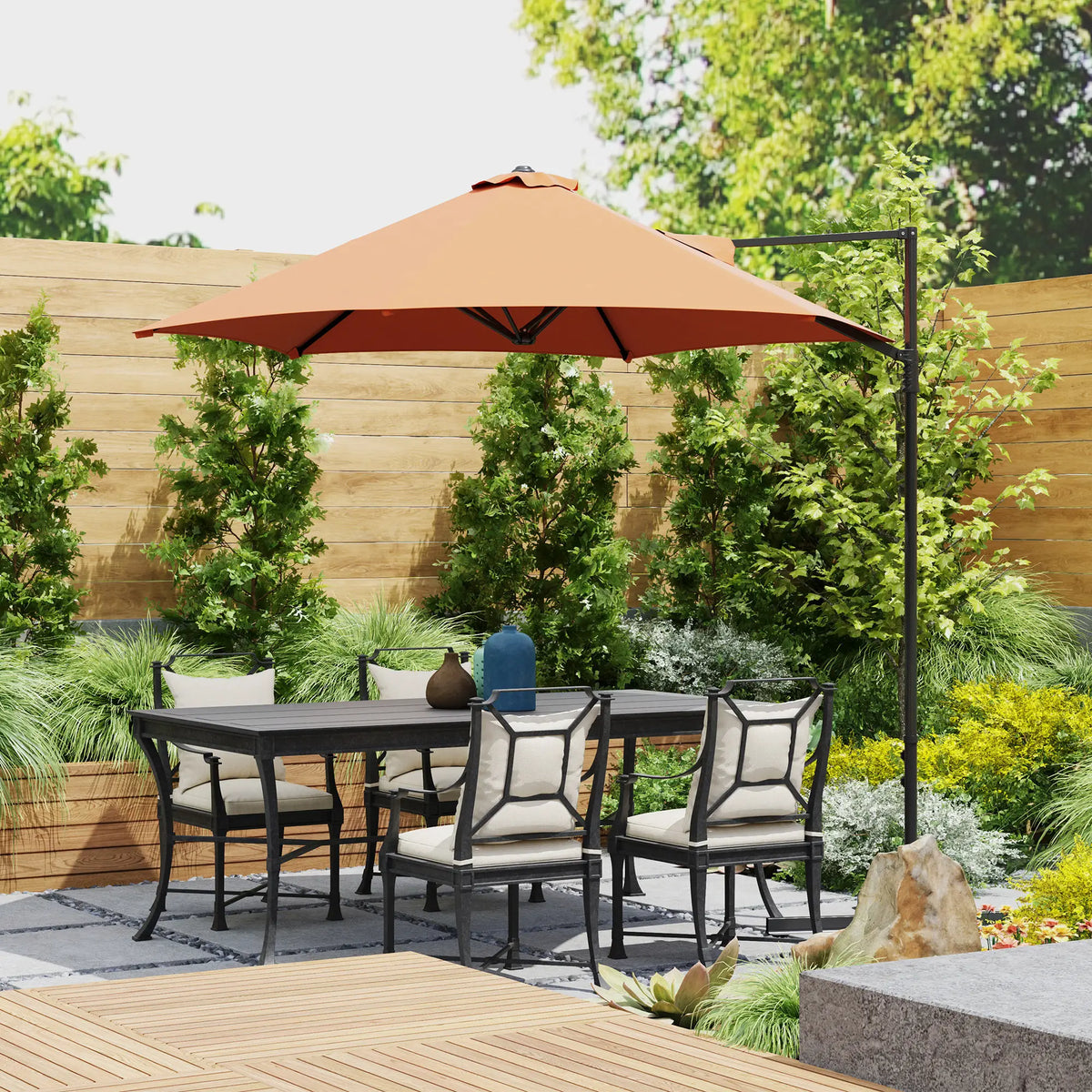 8.5FT Offset Patio Umbrella, 360° Rotation, Orange Offset Cantilever Umbrellas at Gallery Canada