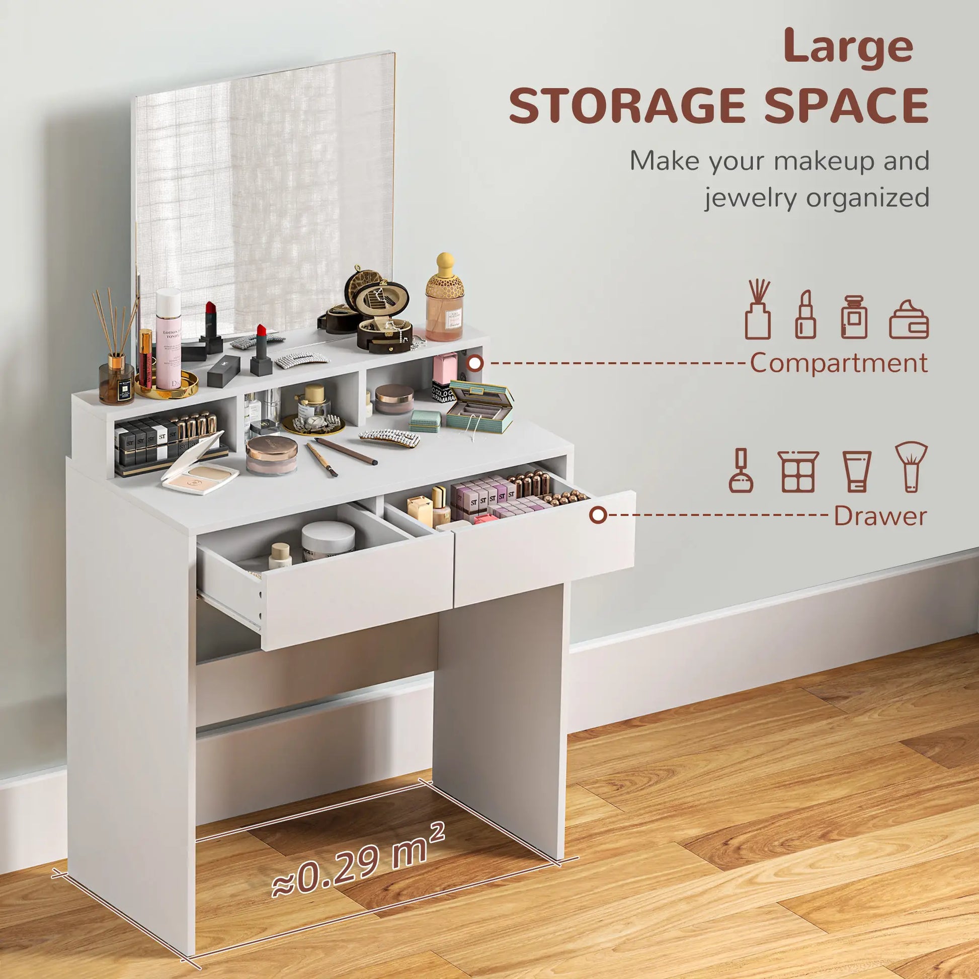 Modern Makeup Vanity Desk with Mirror, Drawers, White Dressing & Vanity Tables at Gallery Canada