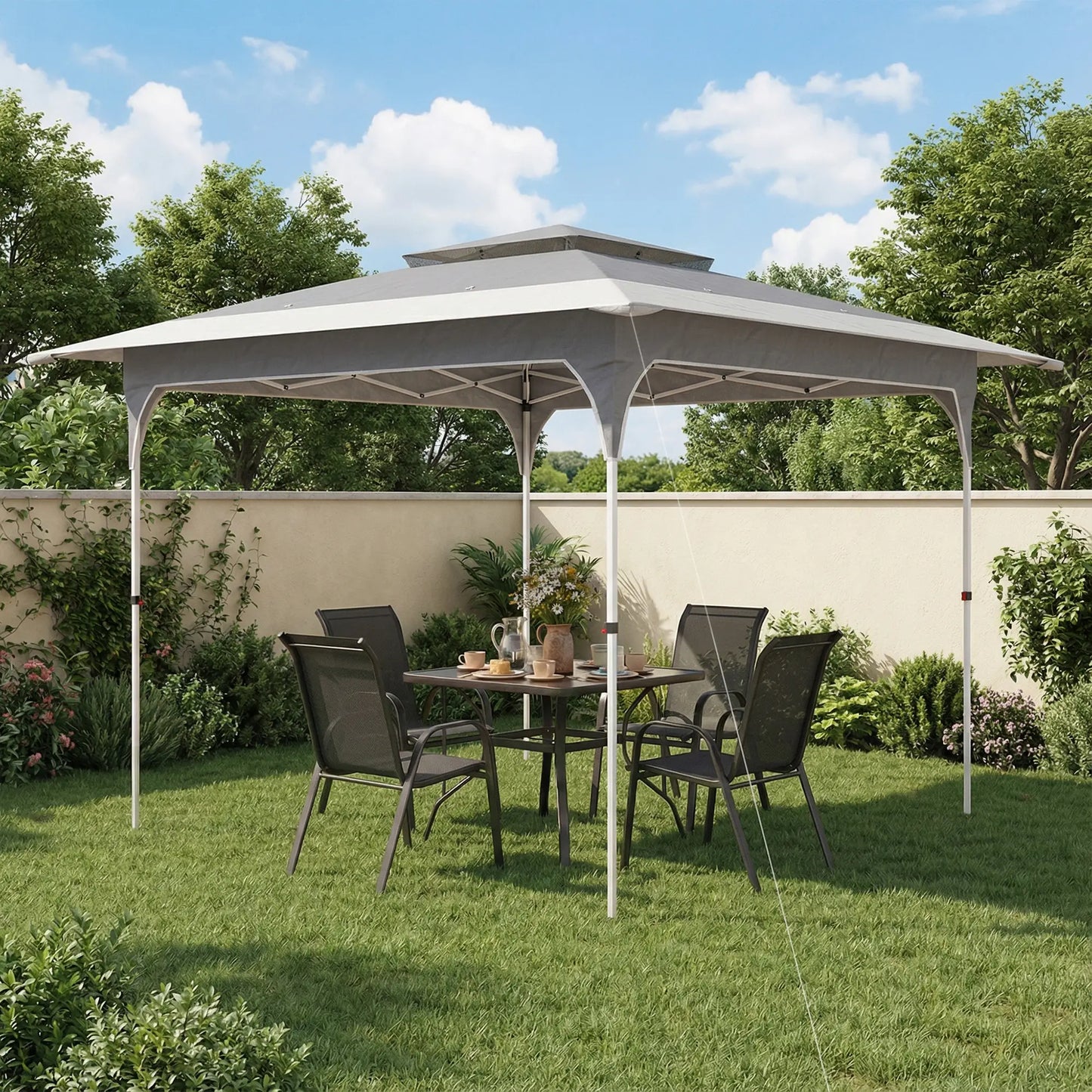 11.5 x 11.5 ft Pop Up Canopy Tent, 1-Button Setup, UPF 50+, Carry Bag, Dark Grey Pop Up Canopies at Gallery Canada