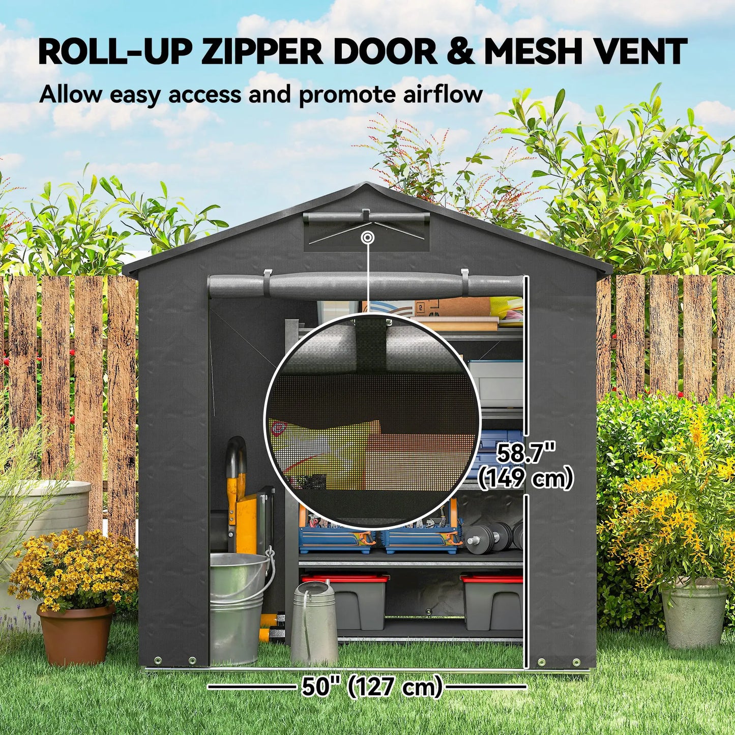6' x 4' Portable Shed, Waterproof Bike Tent, Dark Grey