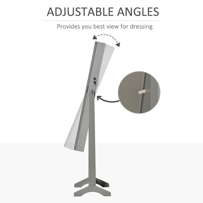 Lockable Jewelry Armoire with LED Light, Standing Mirror, Grey Jewelry Armoire & Jewellery Mirror Cabinets at Gallery Canada