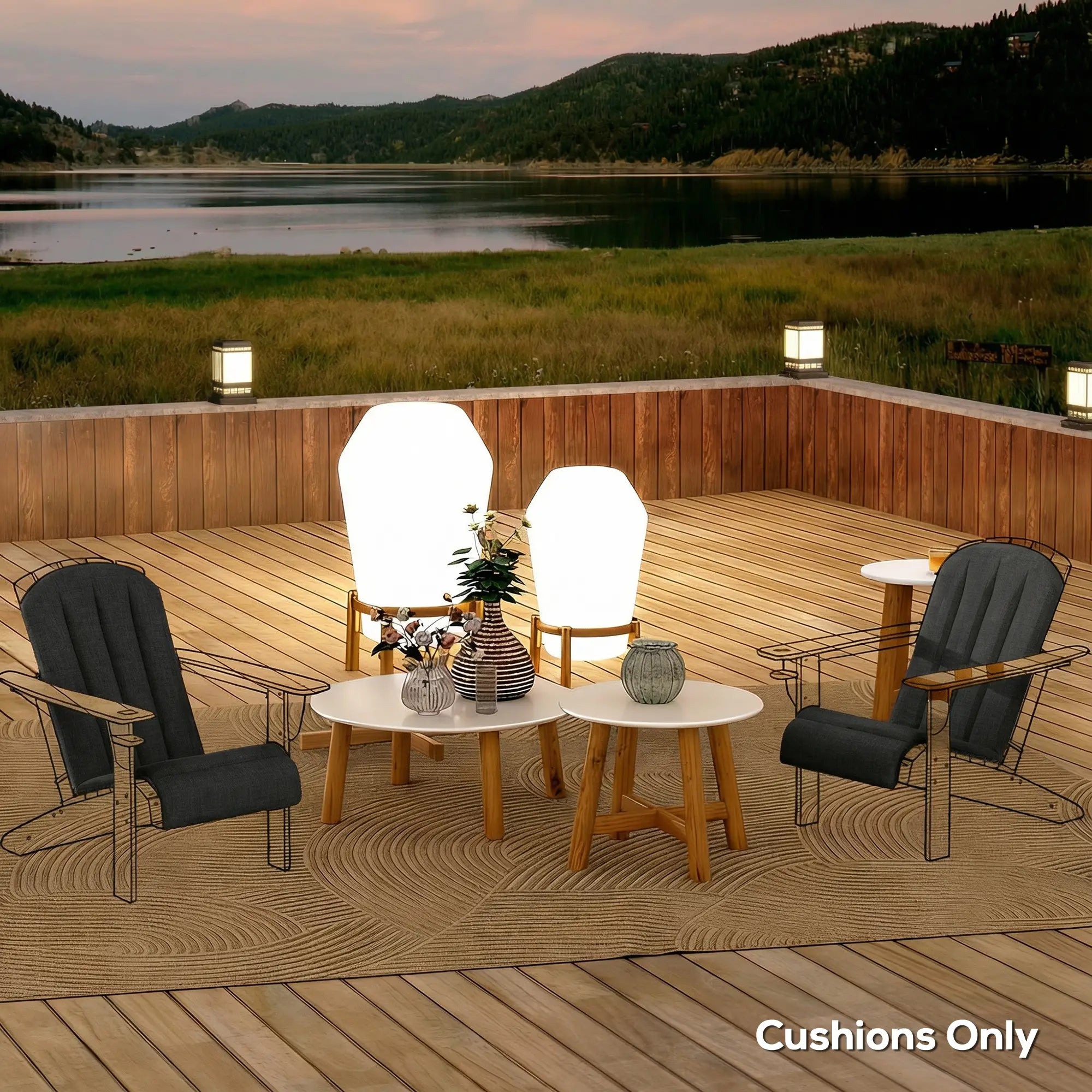 Set Of 2 Patio Chair Cushions, High Back Adirondack, High-Density Foam, Black Patio Chair Cushions at Gallery Canada