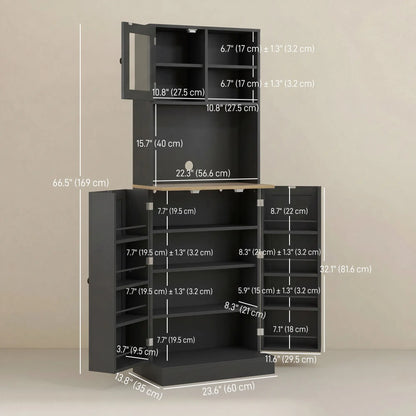 66.5" Tall Kitchen Pantry Cabinet, Microwave Cabinet, Black Kitchen Pantry Cabinets at Gallery Canada