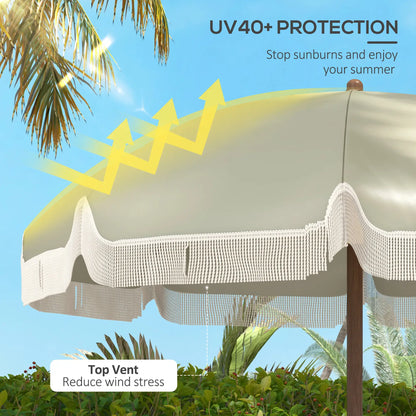 6.2' Travel Beach Umbrella, Vent, Ruffles, Carry Bag, Light Green Beach Umbrellas at Gallery Canada