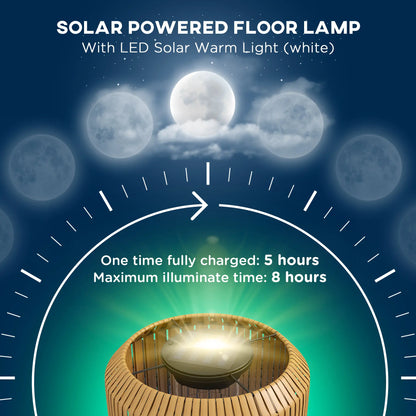 Wicker Outdoor Floor Lamp, Solar Lantern LED Lights, IP44, Yellow Solar Post Lamps at Gallery Canada