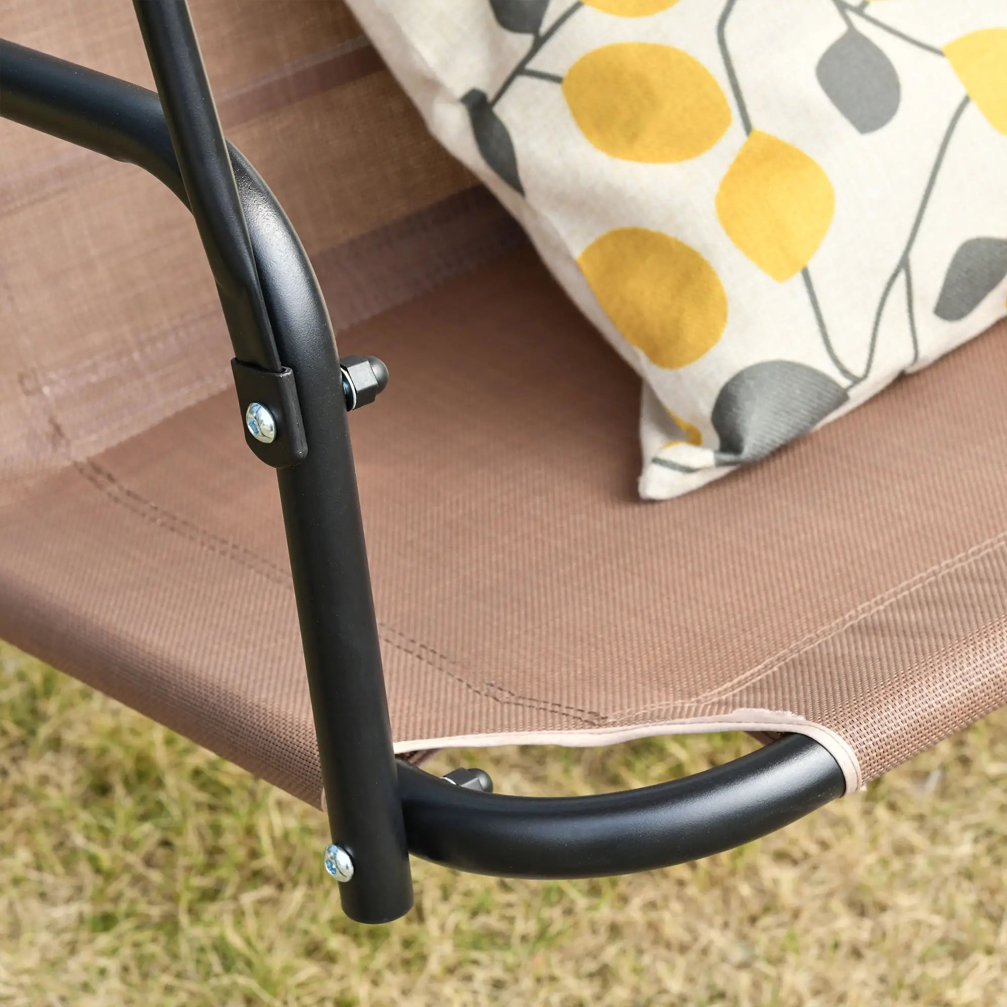 2-Person Porch Swing Chair, Adjustable Canopy, Breathable Seat, Brown Patio Swings with Stand at Gallery Canada