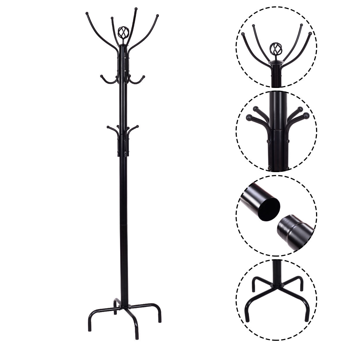 Metal Coat Rack with 12 Hooks, Black Coat Racks & Hall Trees at Gallery Canada