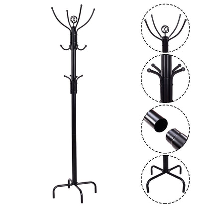 Metal Coat Rack with 12 Hooks, Black Coat Racks & Hall Trees at Gallery Canada