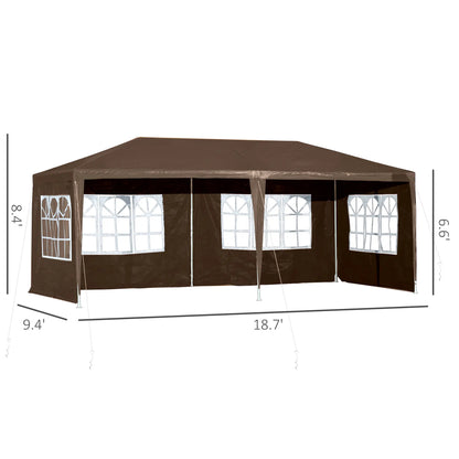 18.7' x 9.4' Party Tent, Portable Wedding Canopy, Outdoor Sunshade with 4 Sidewalls, Coffee Canopy Tents at Gallery Canada