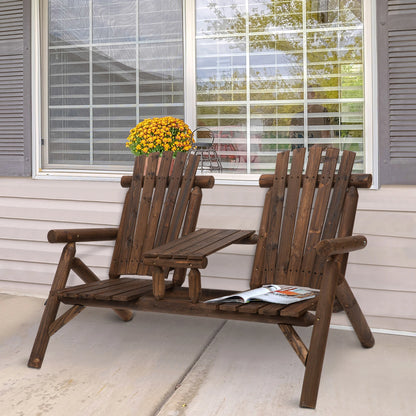 Wood Adirondack Patio Chair Bench, Center Coffee Table, Carbonized Outdoor Benches at Gallery Canada