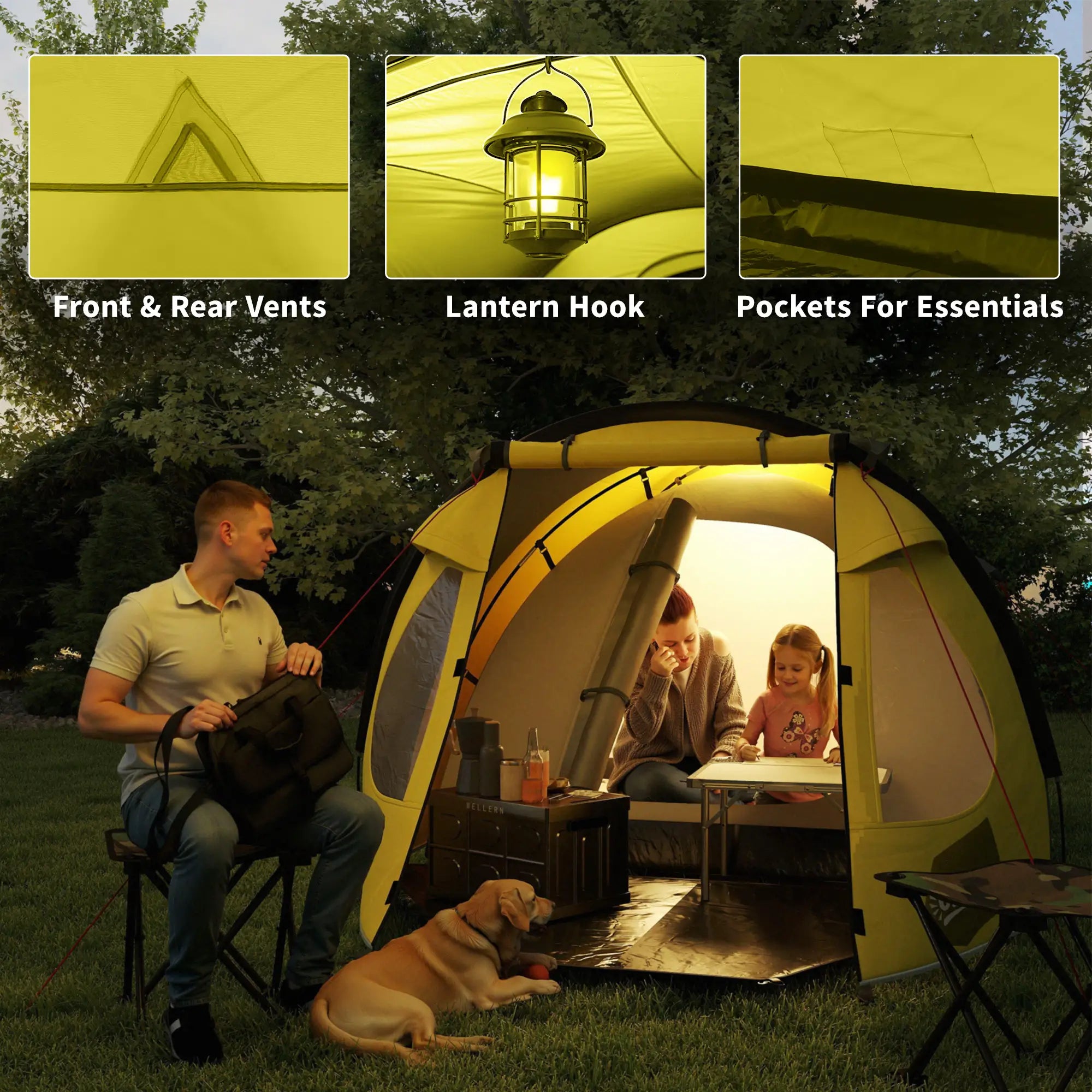 3-4 Person Camping Tent, Easy Setup, Waterproof, Sewn-in Groundsheet Camping Tents at Gallery Canada