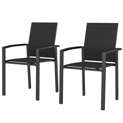 Stackable Outdoor Garden Chairs, Set of 2, Black Patio Chairs Black at Gallery Canada