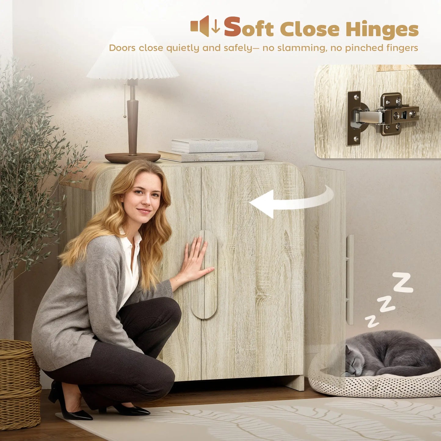 31.5" Meuble bas de cuisine, Bois naturel, Porte à fermeture douce, Étagère réglable