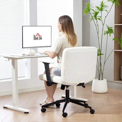 Criss Cross Chair with Flip-up Armrests, Wheels, Adjustable Height, Tilting, Cream White Task Chairs at Gallery Canada