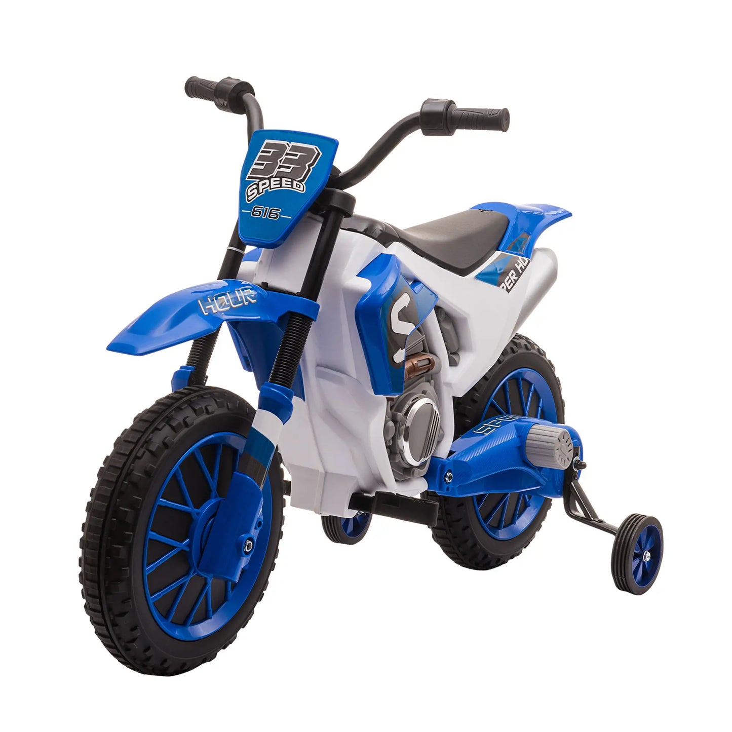 Kids Dirt Bike, 12V Battery, Training Wheels, Blue Electric Motorcycles at Gallery Canada