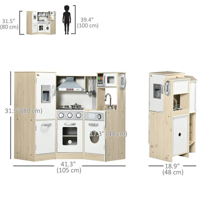 Wooden Play Kitchen with Lights, Sounds, Corner Playset, White Play Kitchen at Gallery Canada