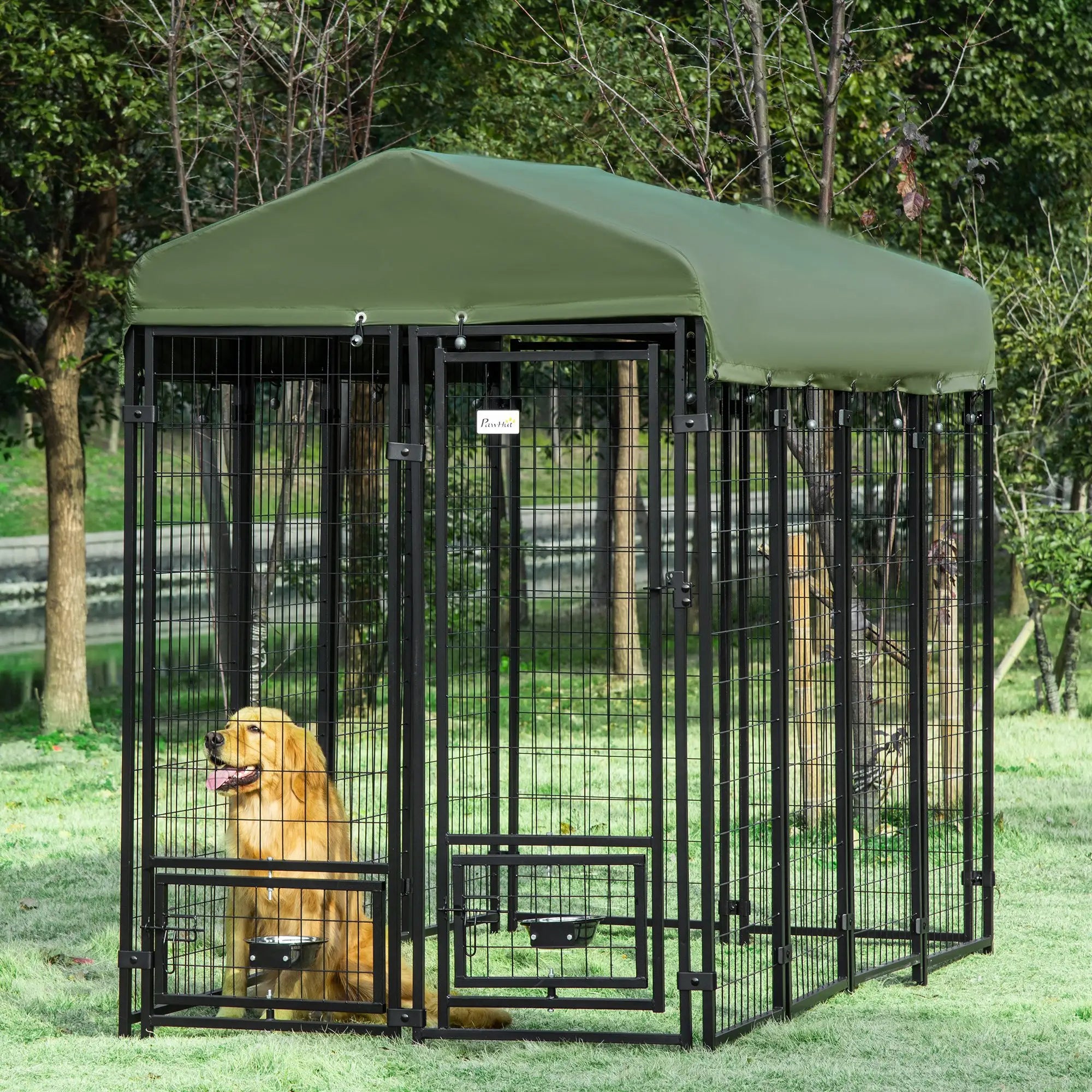 Outdoor Dog Kennel, Lockable Pet Playpen, Welded Steel Fence, Rotating Bowl, Green Houses, Kennels & Pens at Gallery Canada