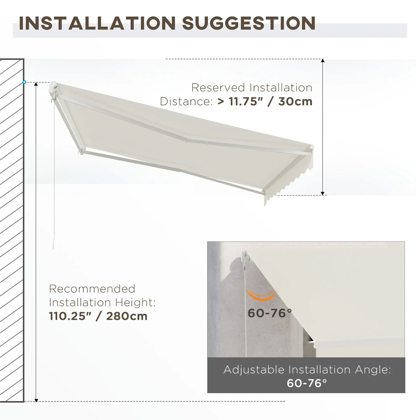 12'x10' Electric Retractable Awning, UV Protection, Cream Deck Awnings at Gallery Canada