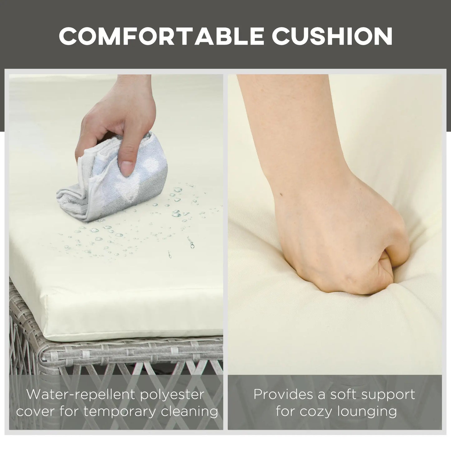 2-Piece Wicker Patio Lounge Set With Cushions, Outdoor PE Rattan Chaise Chair, Coffee Table, Cream White Chaise Loungers at Gallery Canada