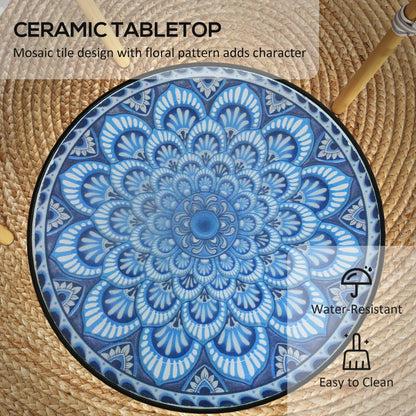 Round Outdoor Table, Patio Bistro Coffee Table, Mosaic Top, Steel Frame Patio Side Tables at Gallery Canada