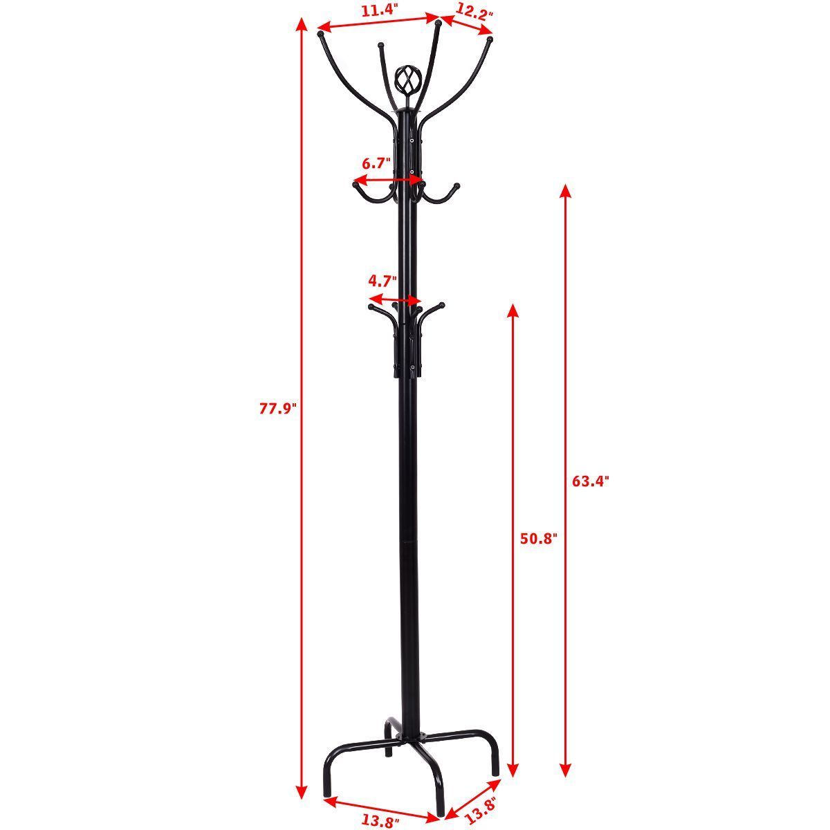 Metal Coat Rack with 12 Hooks, Black Coat Racks & Hall Trees at Gallery Canada