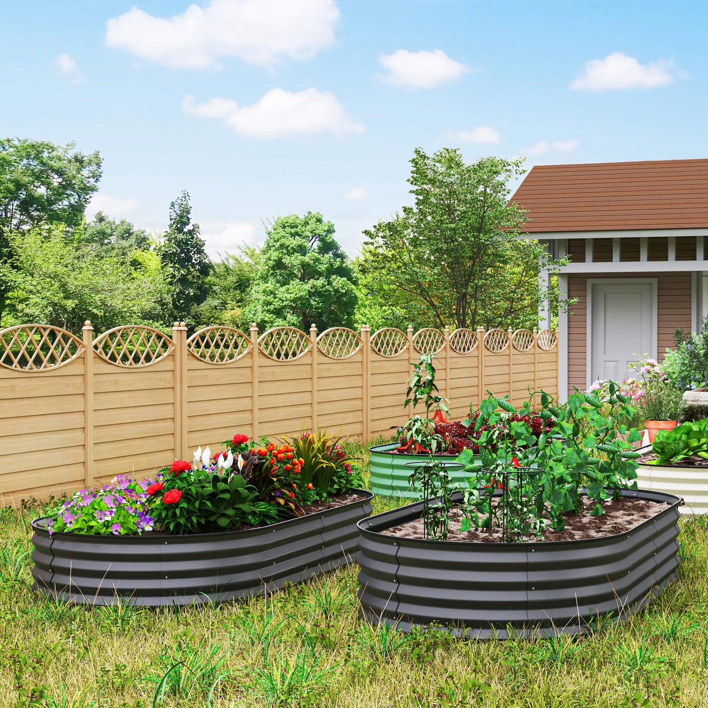 6' x 3' x 1' Galvanized Metal Raised Garden Bed Planter Box, Dark Grey Galvanized Planter Boxes at Gallery Canada