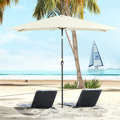 6.5x10ft Rectangle Aluminum Patio Umbrella, Outdoor Sunshade Canopy, Cream White Sun Umbrellas at Gallery Canada