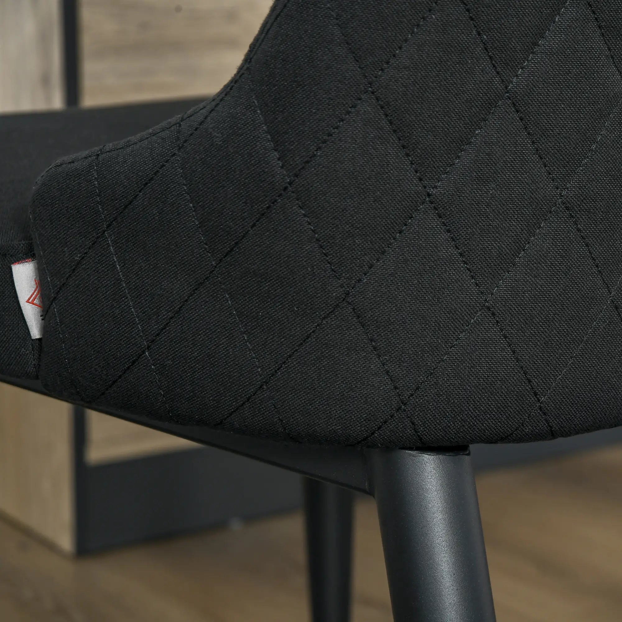 Modern Dining Chair Set of 2, Fabric Upholstered, Metal Legs, Black Bar Stools at Gallery Canada