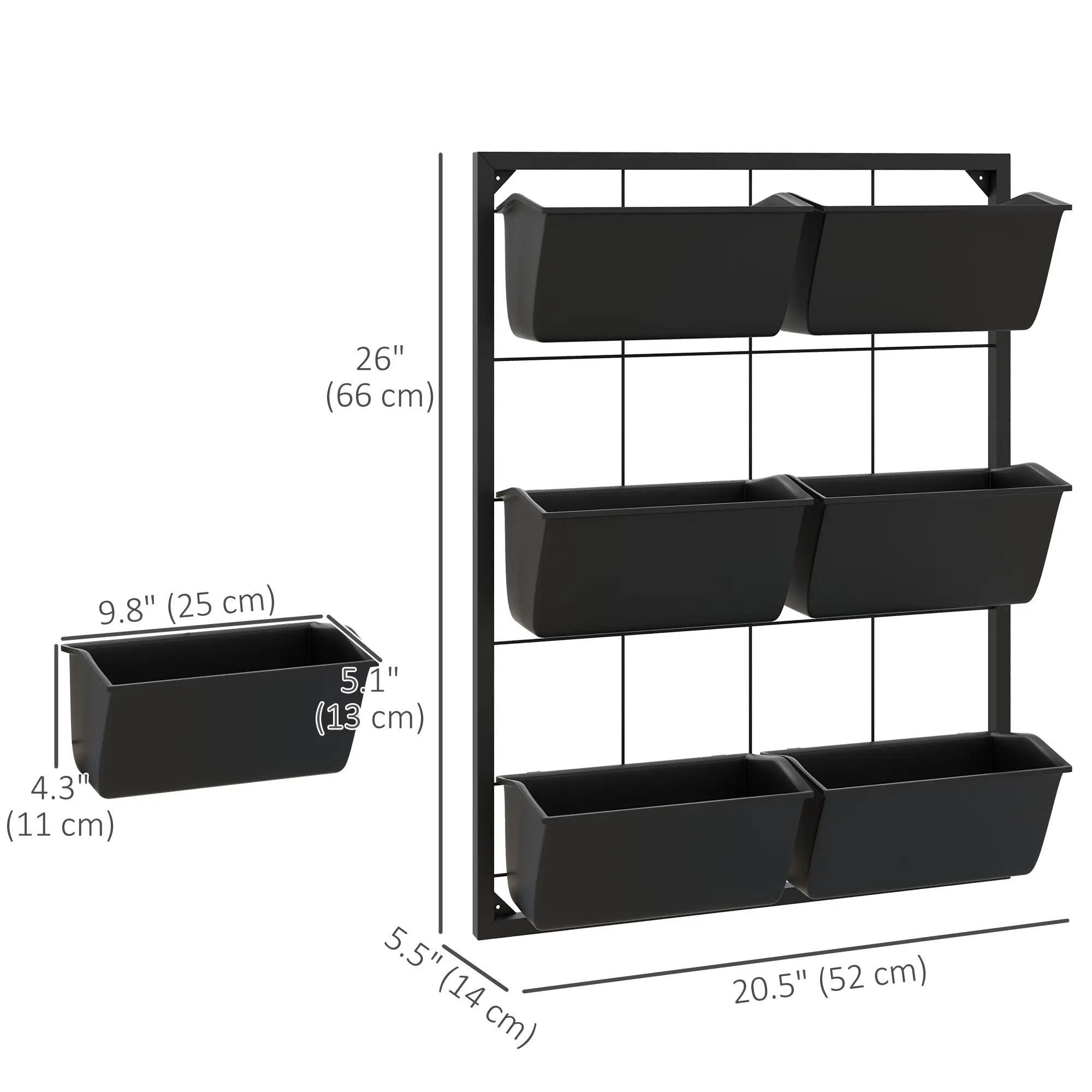 3-Tier Wall Planter With 6 Pots, Indoor Outdoor Hanging Plant Holder Plant Stands at Gallery Canada