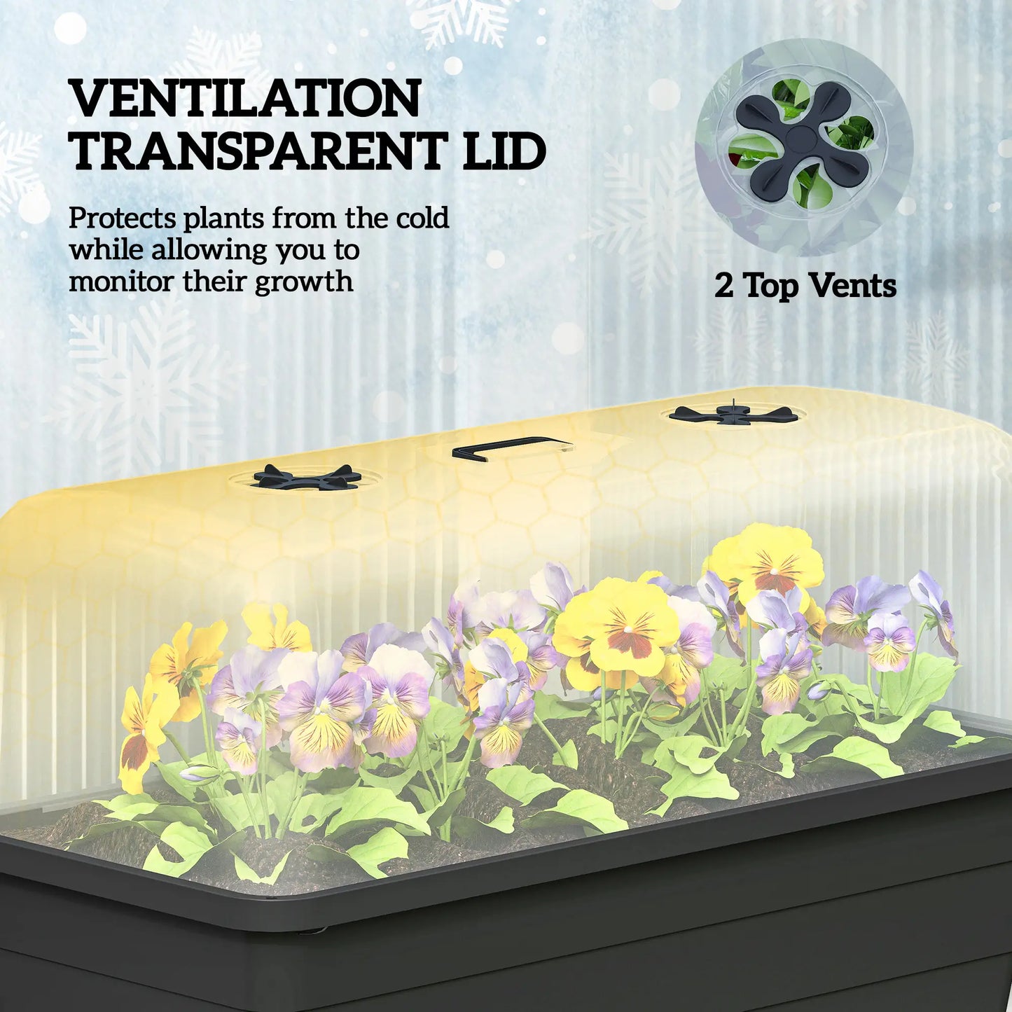 41L Self Watering Raised Garden Bed, Transparent Lid, Storage Shelf, Black Elevated Garden Beds at Gallery Canada