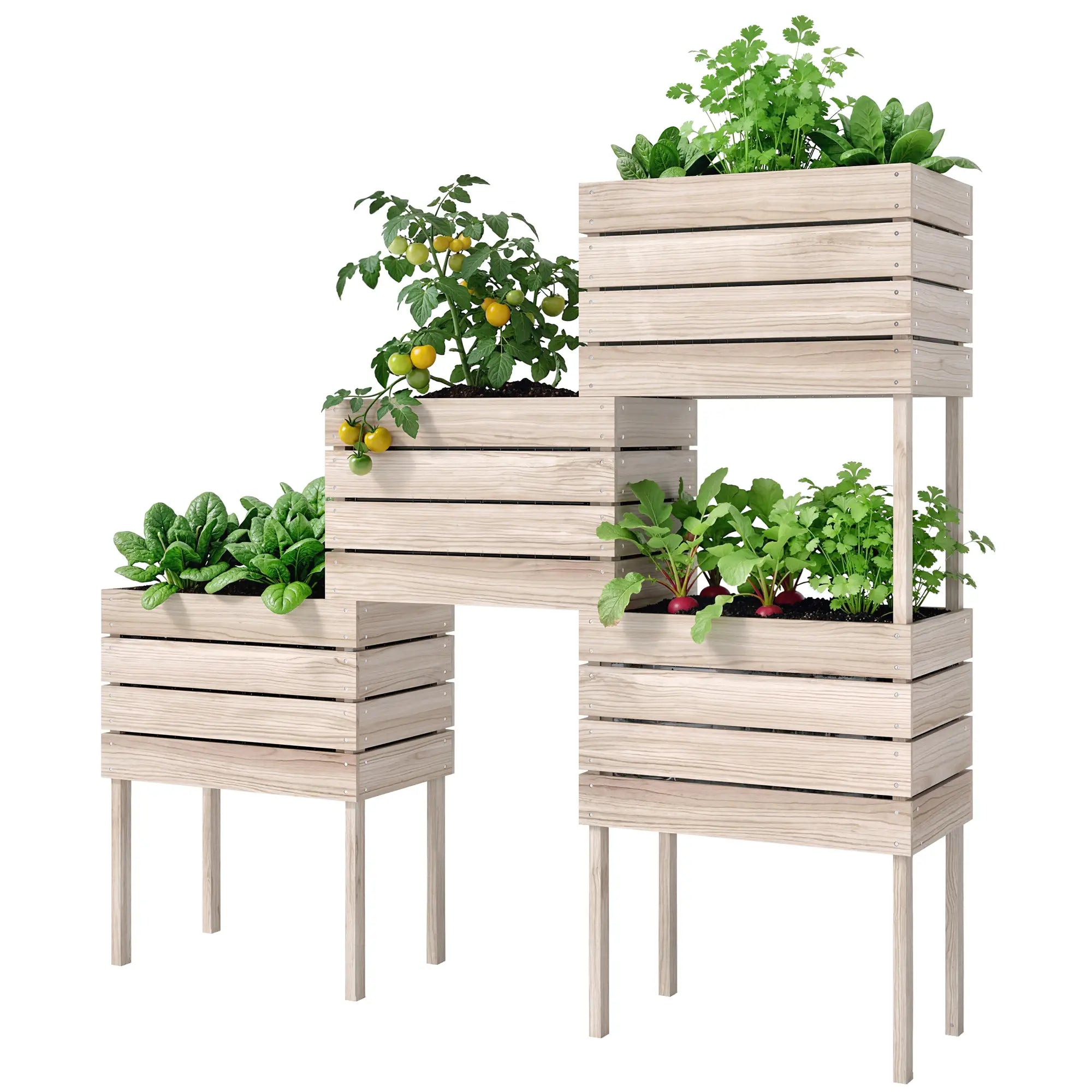 4PCS Wooden Raised Garden Beds, DIY Elevated Planter Box Kit, Indoor Outdoor Elevated Garden Beds at Gallery Canada